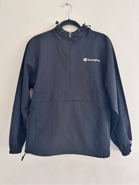 Champion Black Hooded Pullover Jacket